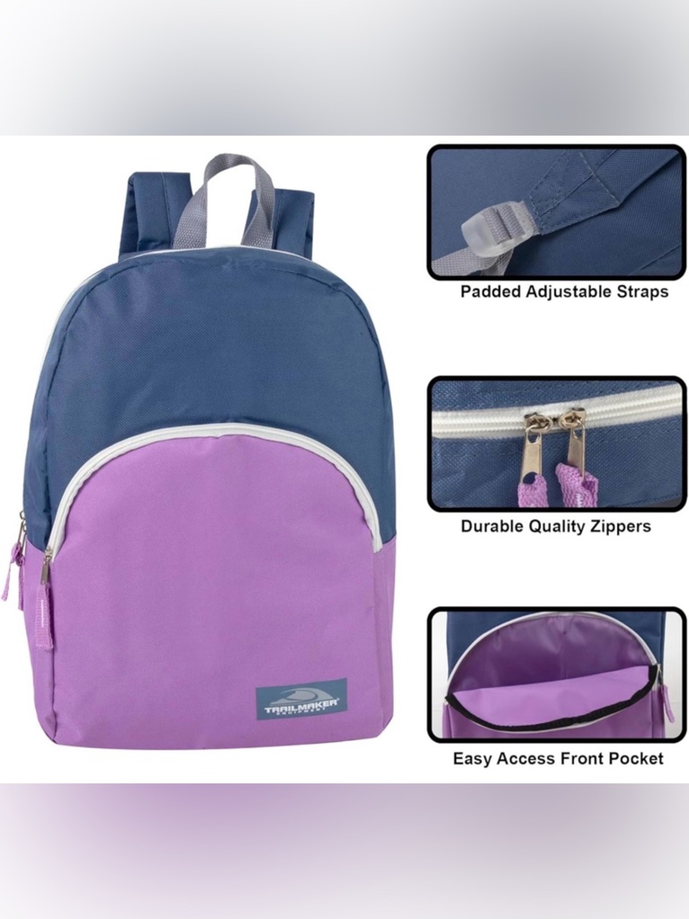 Kids Two-Tone Navy and Purple Backpack